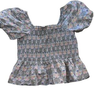 J. Crew Liberty Organic Cotton Smocked Top Size XL